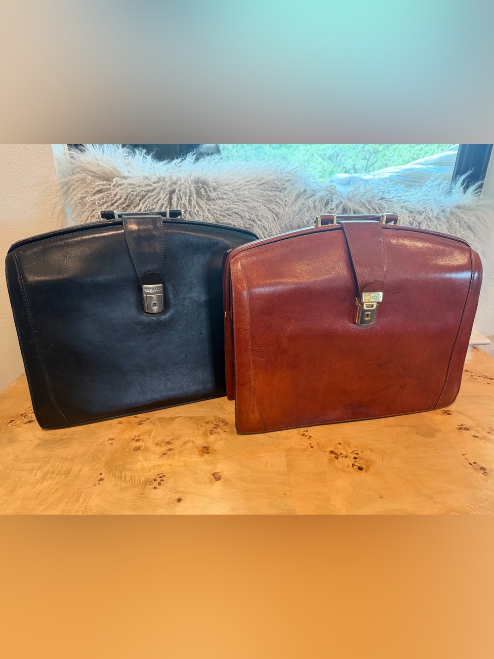 Bosca Leather Briefcase - Brown Classic Men’s Work Bag